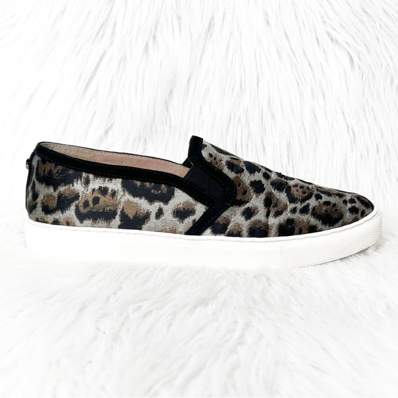 Antonio Melani Metallic Leopard Silver Black Brown Low Top Slip On Sneakers - Picture 3 of 13